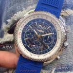 Perfect Replica Breitling for Bentley Chronograph Watches Blue Dial Blue Rubber Strap